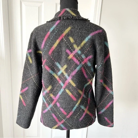 Talbots Abstract Printed Pure  Wool Felted Jacket - Picture 3 of 15